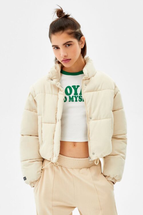 Short Nylon Effect Puffer Jacket