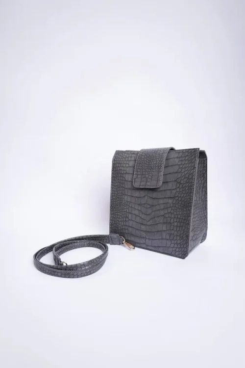 Shoulder Bag With A Mock Croc Finish