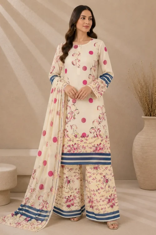 Ittimad Textile Printed Lawn 3PC Suit for Women