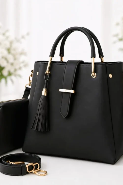 Synthetic Leather Shoulder Bag with Long Strap – Stylish Women Bag